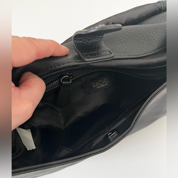 Rachel Roy Black Pebbled Leather Crossbody Shoulder Messenger Bag Hobo Purse - Picture 10 of 14